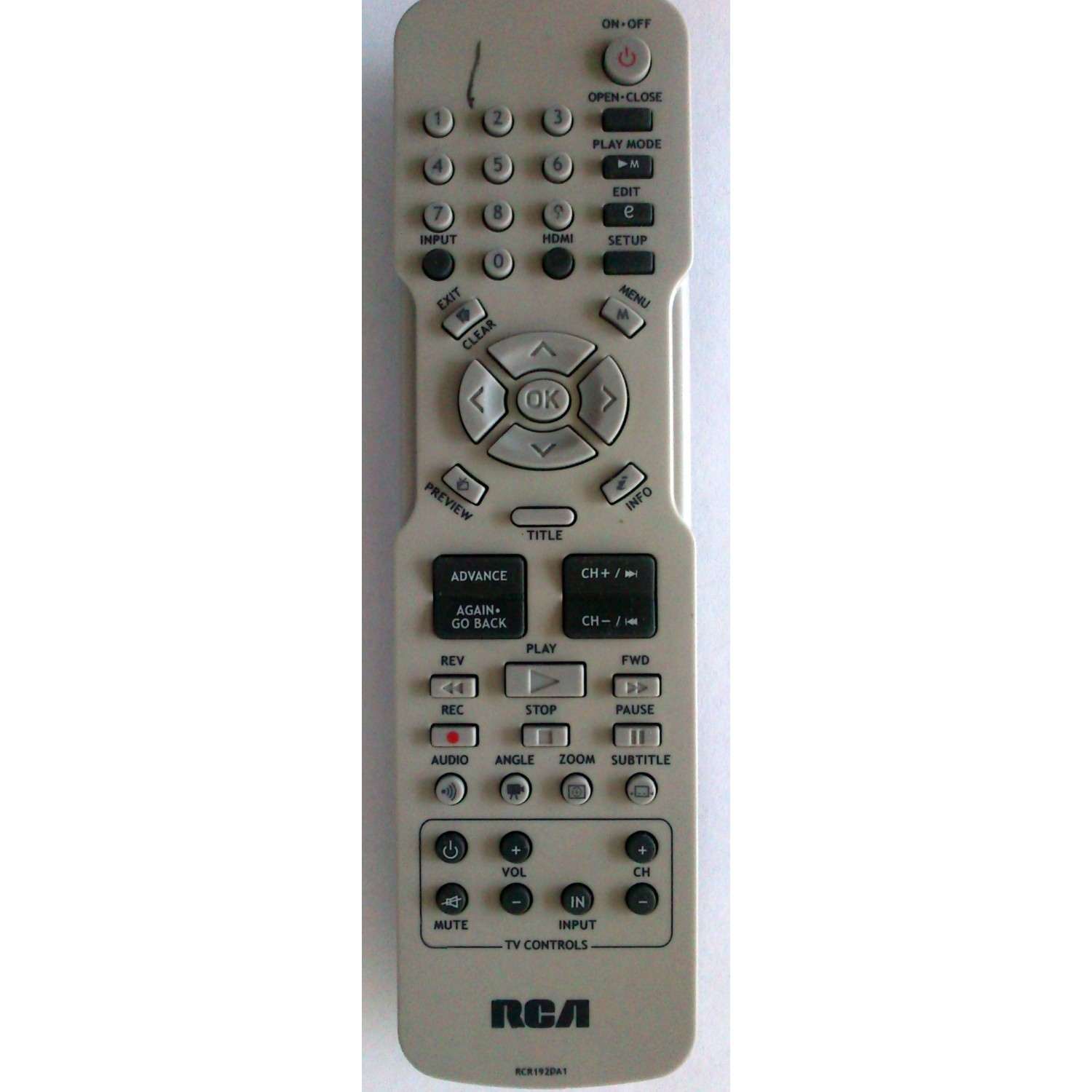 CONTROL REMOTO ORIGINAL PARA SISTEMAS DE CINE EN CASA Y REPRODUCTORES DVD RCA / NUMERO DE PARTE RCR192DA1 / RCR192AA1 / MODELO DRC8052 / DRC8052N / DRC8052NB / RTD206 / RTD207 / RTD209 / RTD217 / RTD258 - Imagen 1